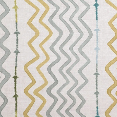 Kit Kemp Rick Rack Linen Embroidery Fabric in Sage